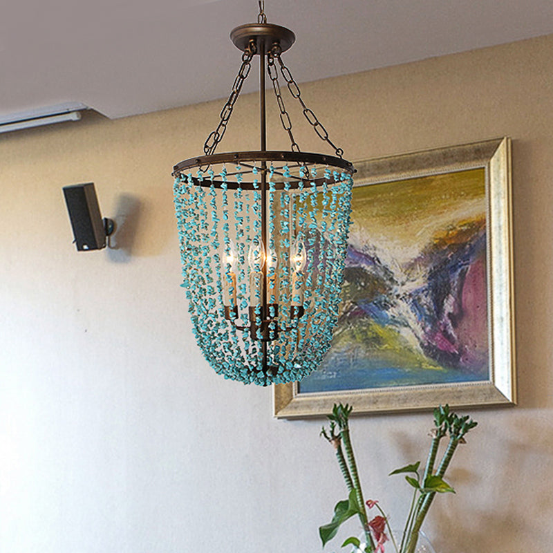 Metal Dome Chandelier Lamp Nordic 4 Bulbs Blue Pendant Lighting Fixture for Living Room Blue Clearhalo 'Ceiling Lights' 'Chandeliers' Lighting' options 229216_aed2c884-4216-4348-a3bd-87744f8e8c4d