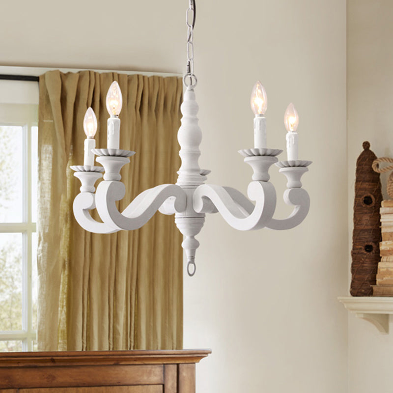 Spur Metal Hanging Chandelier Contemporary 5 Heads White Ceiling Pendant Light for Bedroom White Clearhalo 'Ceiling Lights' 'Chandeliers' Lighting' options 229255_5ed637f1-4ad7-4ec4-98f4-8619340e6429