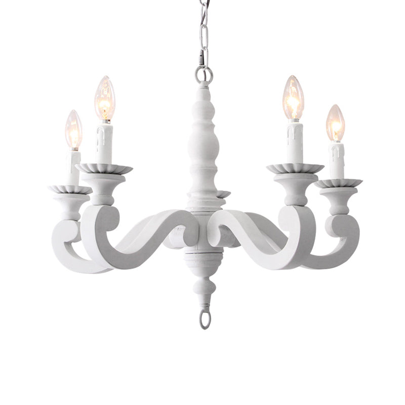 Spur Metal Hanging Chandelier Contemporary 5 Heads White Ceiling Pendant Light for Bedroom Clearhalo 'Ceiling Lights' 'Chandeliers' Lighting' options 229257