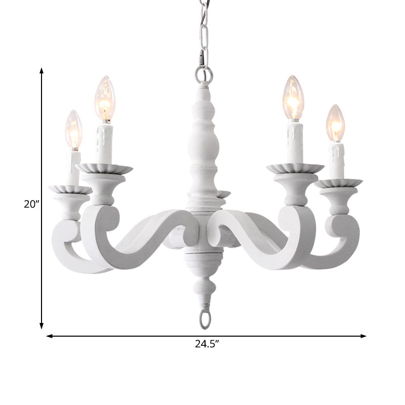 Spur Metal Hanging Chandelier Contemporary 5 Heads White Ceiling Pendant Light for Bedroom Clearhalo 'Ceiling Lights' 'Chandeliers' Lighting' options 229258