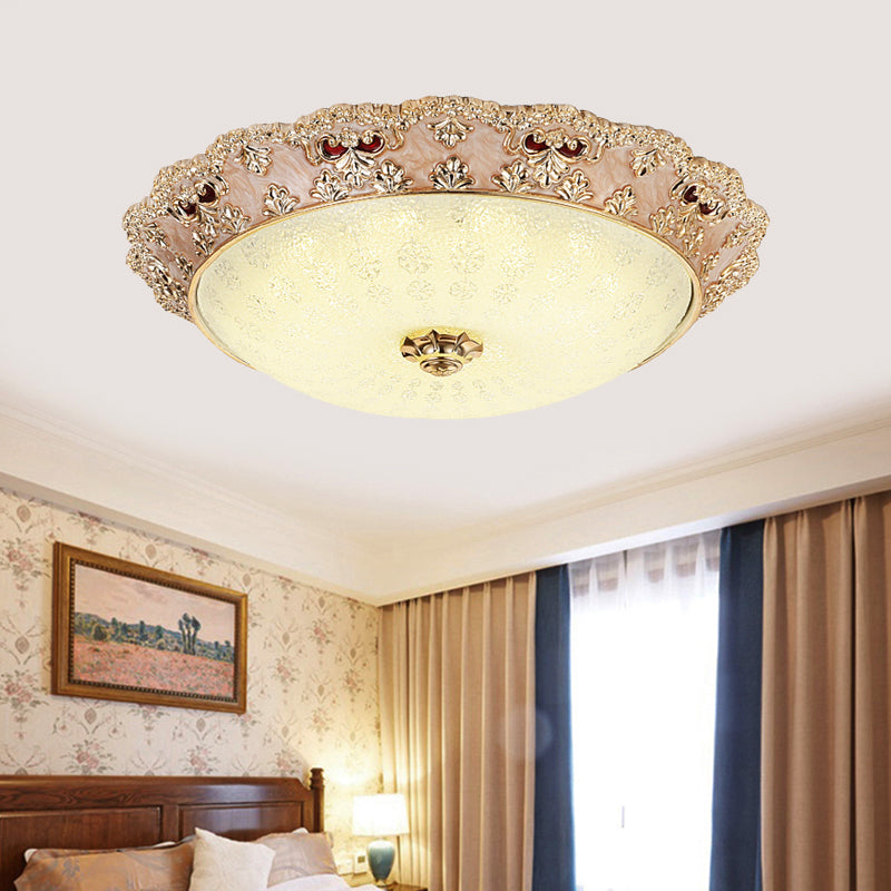 LED Living Room Flush Mount Lamp Traditional Apricot/Green Ceiling Mounted Light with Flower Resin Shade Apricot Clearhalo 'Ceiling Lights' 'Close To Ceiling Lights' 'Close to ceiling' 'Flush mount' Lighting' 229298