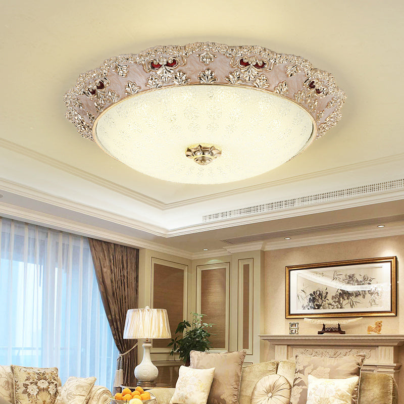 LED Living Room Flush Mount Lamp Traditional Apricot/Green Ceiling Mounted Light with Flower Resin Shade Clearhalo 'Ceiling Lights' 'Close To Ceiling Lights' 'Close to ceiling' 'Flush mount' Lighting' 229299