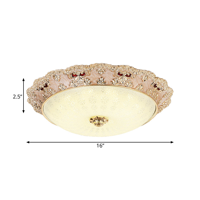 LED Living Room Flush Mount Lamp Traditional Apricot/Green Ceiling Mounted Light with Flower Resin Shade Clearhalo 'Ceiling Lights' 'Close To Ceiling Lights' 'Close to ceiling' 'Flush mount' Lighting' 229301