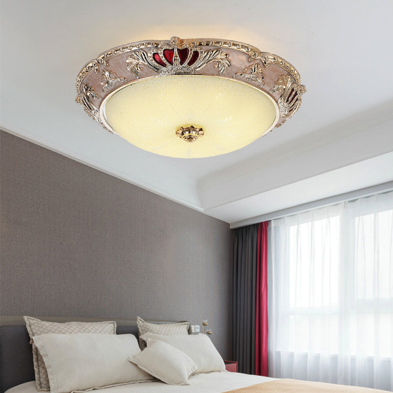 Apricot/Green LED Ceiling Lamp Traditional Resin Crown Flush Light Fixture for Bedroom Apricot Clearhalo 'Ceiling Lights' 'Close To Ceiling Lights' 'Close to ceiling' 'Flush mount' Lighting' 229309