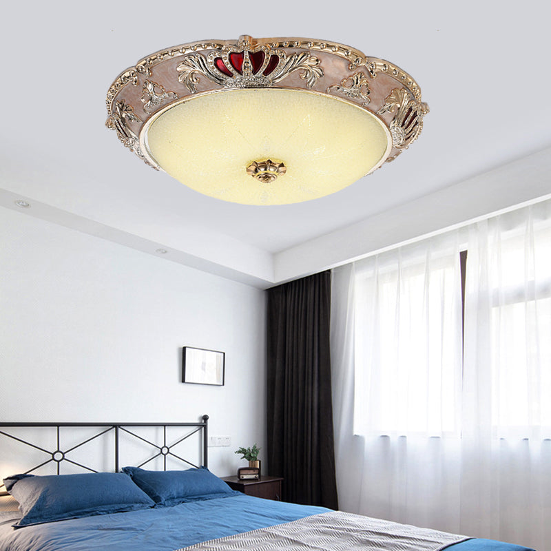 Apricot/Green LED Ceiling Lamp Traditional Resin Crown Flush Light Fixture for Bedroom Clearhalo 'Ceiling Lights' 'Close To Ceiling Lights' 'Close to ceiling' 'Flush mount' Lighting' 229310