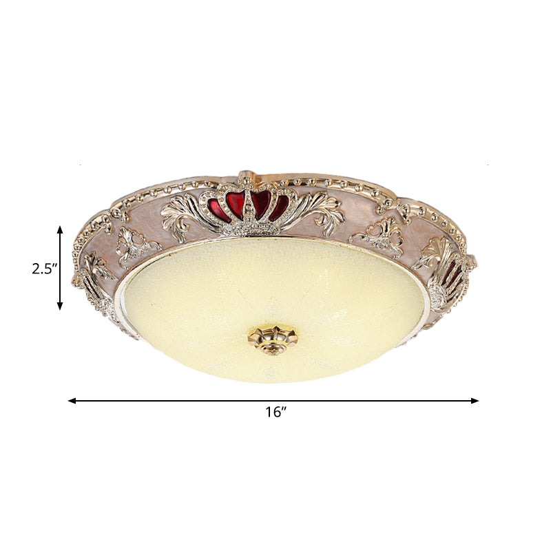 Apricot/Green LED Ceiling Lamp Traditional Resin Crown Flush Light Fixture for Bedroom Clearhalo 'Ceiling Lights' 'Close To Ceiling Lights' 'Close to ceiling' 'Flush mount' Lighting' 229312