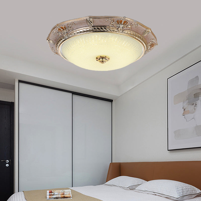 LED Flushmount Lighting Traditional Crown Resin Flush Light Fixture in Apricot/Green for Bedroom Clearhalo 'Ceiling Lights' 'Close To Ceiling Lights' 'Close to ceiling' 'Flush mount' Lighting' 229314