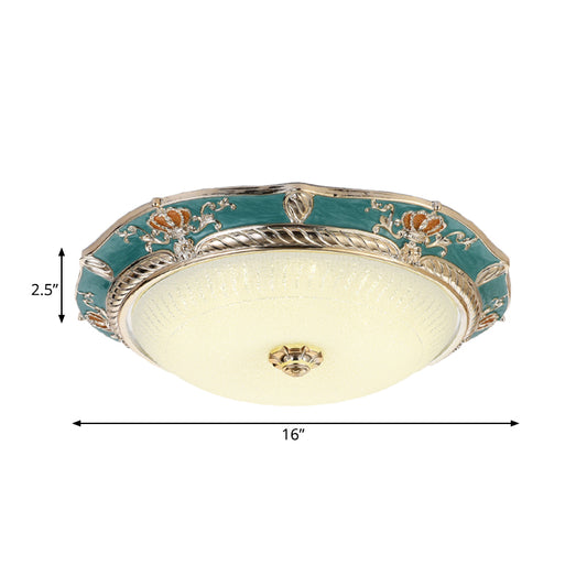 LED Flushmount Lighting Traditional Crown Resin Flush Light Fixture in Apricot/Green for Bedroom Clearhalo 'Ceiling Lights' 'Close To Ceiling Lights' 'Close to ceiling' 'Flush mount' Lighting' 229319