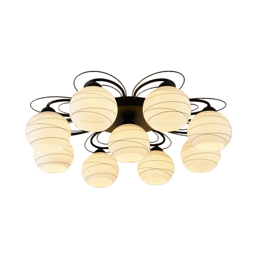 3/6/9 Lights Orb Flush Mount Lamp Traditional White Glass Flush Ceiling Light for Living Room Clearhalo 'Ceiling Lights' 'Close To Ceiling Lights' 'Close to ceiling' 'Flush mount' Lighting' 229334