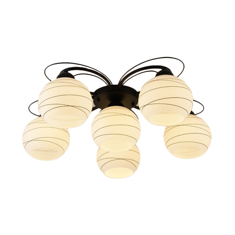 3/6/9 Lights Orb Flush Mount Lamp Traditional White Glass Flush Ceiling Light for Living Room Clearhalo 'Ceiling Lights' 'Close To Ceiling Lights' 'Close to ceiling' 'Flush mount' Lighting' 229337