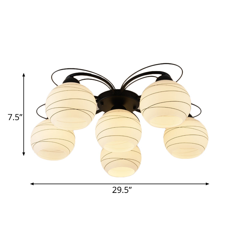 3/6/9 Lights Orb Flush Mount Lamp Traditional White Glass Flush Ceiling Light for Living Room Clearhalo 'Ceiling Lights' 'Close To Ceiling Lights' 'Close to ceiling' 'Flush mount' Lighting' 229338