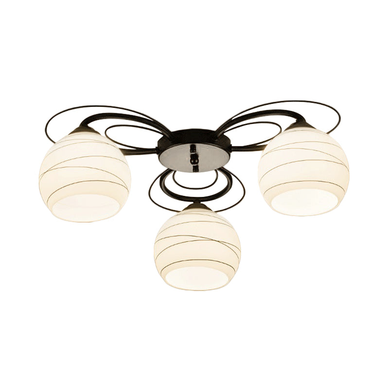 3/6/9 Lights Orb Flush Mount Lamp Traditional White Glass Flush Ceiling Light for Living Room Clearhalo 'Ceiling Lights' 'Close To Ceiling Lights' 'Close to ceiling' 'Flush mount' Lighting' 229340