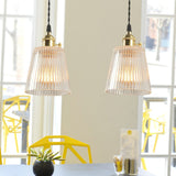 Tapered Clear Ribbed Glass Hanging Light Simplicity 1 Bulb Restaurant Pendant Light Fixture Clearhalo 'Ceiling Lights' 'Lighting' 'Pendant Lights' 2293537_829a5608-a5b7-4ced-95f1-1ada1e12be76