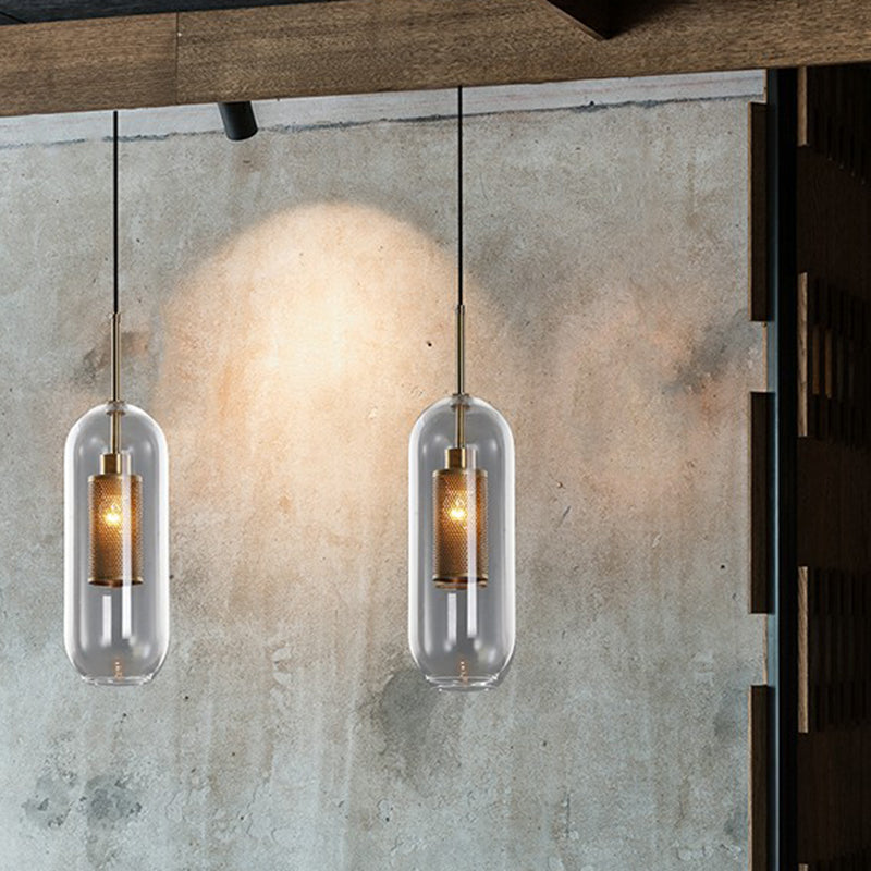 Clear Glass Shaded Hanging Light Simplicity 1 Bulb Restaurant Pendant Light Fixture Clearhalo 'Ceiling Lights' 'Lighting' 'Pendant Lights' 2293540_8b3a608f-b13b-41da-ba4d-5ada264e8093