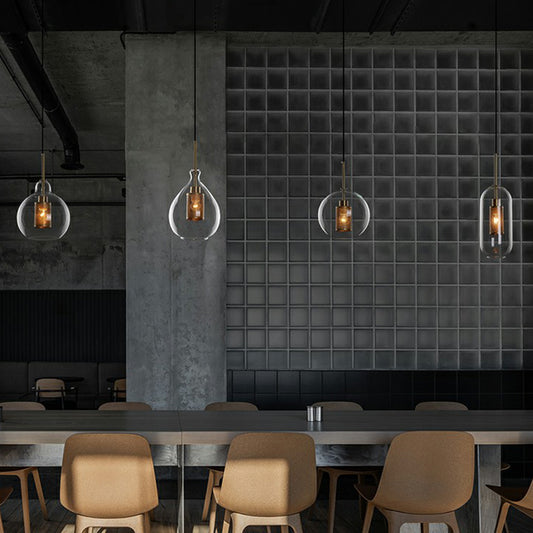 Clear Glass Shaded Hanging Light Simplicity 1 Bulb Restaurant Pendant Light Fixture Clearhalo 'Ceiling Lights' 'Lighting' 'Pendant Lights' 2293543_6f769bf5-04e1-4580-b813-ce53c3a64155