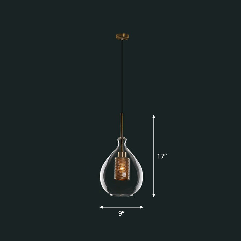 Clear Glass Shaded Hanging Light Simplicity 1 Bulb Restaurant Pendant Light Fixture Clear B Clearhalo 'Ceiling Lights' 'Lighting' 'Pendant Lights' 2293550_63a82264-09ac-4864-9766-c385e4b9d3ce