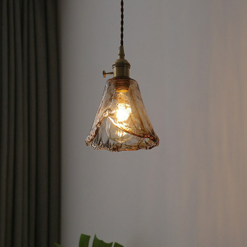 Single-Bulb Hanging Lamp Vintage Bell Cognac Glass Lighting Pendant for Dining Room Clearhalo 'Art Deco Pendants' 'Cast Iron' 'Ceiling Lights' 'Ceramic' 'Crystal' 'Industrial Pendants' 'Industrial' 'Metal' 'Middle Century Pendants' 'Pendant Lights' 'Pendants' 'Tiffany' Lighting' 2293606