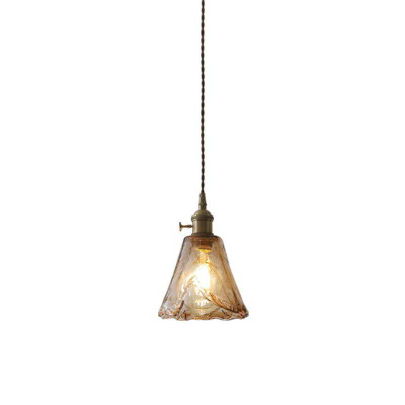 Single-Bulb Hanging Lamp Vintage Bell Cognac Glass Lighting Pendant for Dining Room Clearhalo 'Art Deco Pendants' 'Cast Iron' 'Ceiling Lights' 'Ceramic' 'Crystal' 'Industrial Pendants' 'Industrial' 'Metal' 'Middle Century Pendants' 'Pendant Lights' 'Pendants' 'Tiffany' Lighting' 2293608