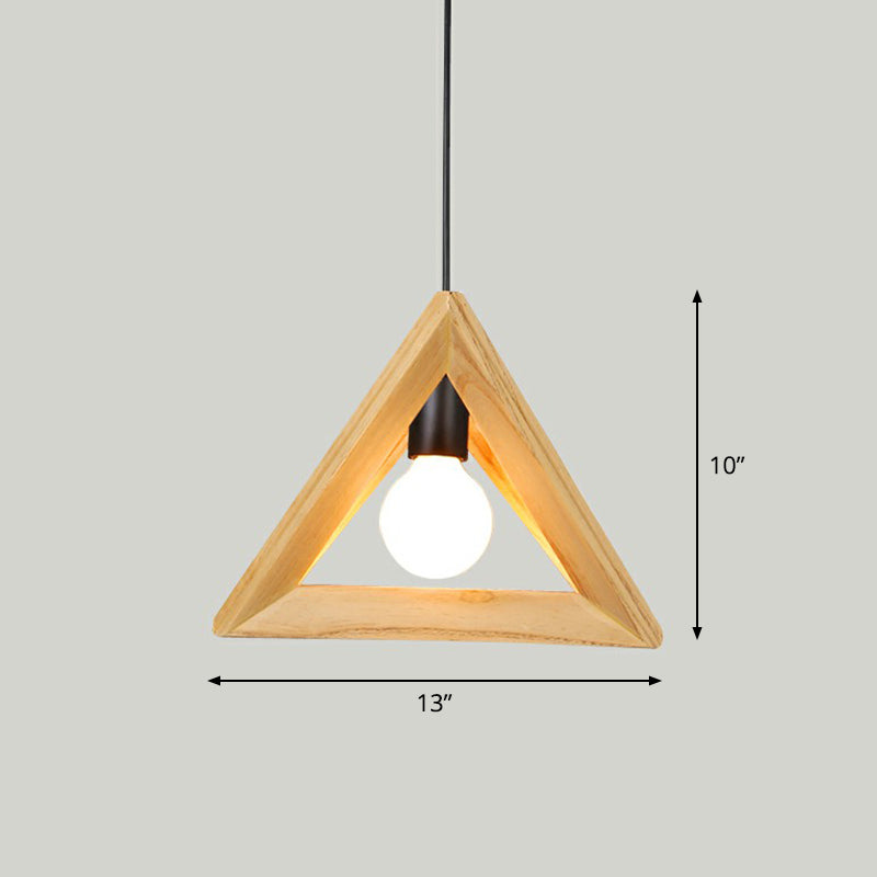 Wooden Geometric Cage Pendant Lamp Novelty Minimalist Single Ceiling Light Fixture for Restaurant Wood A Clearhalo 'Ceiling Lights' 'Modern Pendants' 'Modern' 'Pendant Lights' 'Pendants' Lighting' 2293639