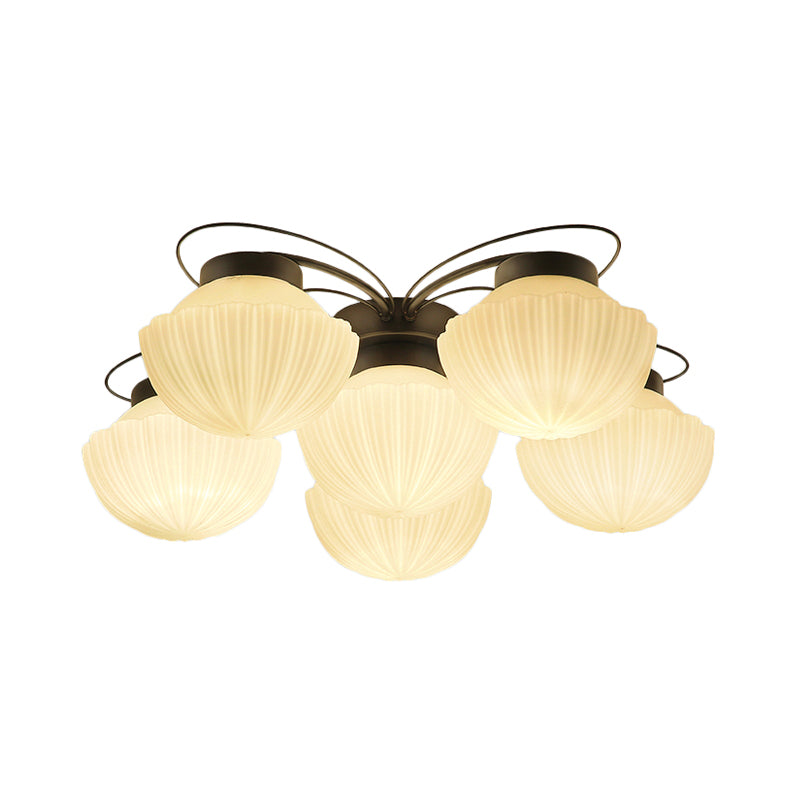 Black 3/4/6 Lights Ceiling Lighting Classic White Glass Bowl Semi Flush Light for Corridor Clearhalo 'Ceiling Lights' 'Close To Ceiling Lights' 'Close to ceiling' 'Flush mount' Lighting' 229364