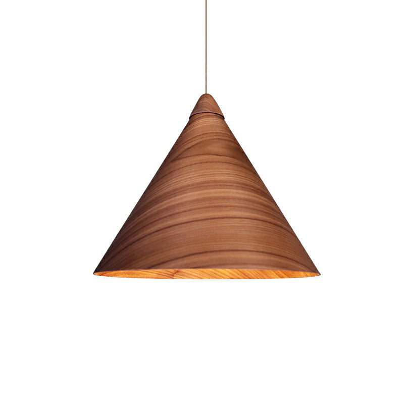 Conical Dining Room Suspension Lamp Wooden 1-Head Minimalistic Hanging Pendant Light Brown Medium Clearhalo 'Ceiling Lights' 'Modern Pendants' 'Modern' 'Pendant Lights' 'Pendants' Lighting' 2293651