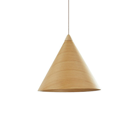 Conical Dining Room Suspension Lamp Wooden 1-Head Minimalistic Hanging Pendant Light Wood Small Clearhalo 'Ceiling Lights' 'Modern Pendants' 'Modern' 'Pendant Lights' 'Pendants' Lighting' 2293654