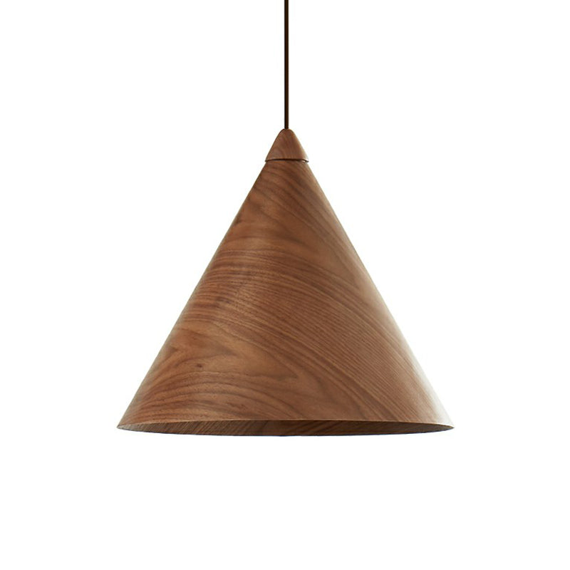 Conical Dining Room Suspension Lamp Wooden 1-Head Minimalistic Hanging Pendant Light Clearhalo 'Ceiling Lights' 'Modern Pendants' 'Modern' 'Pendant Lights' 'Pendants' Lighting' 2293656