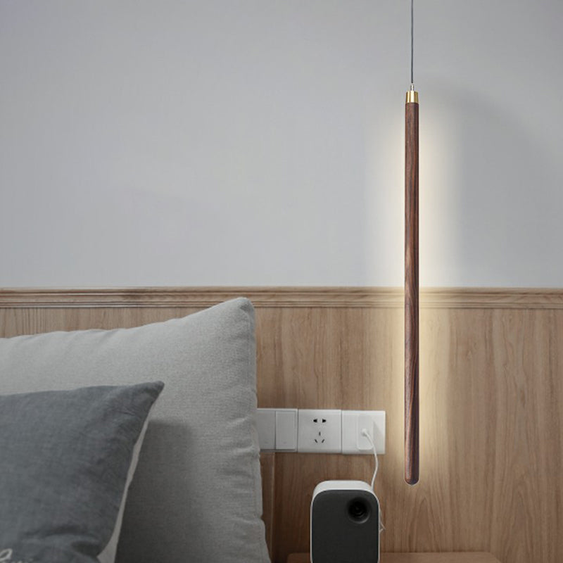 Pole Shaped Bedside LED Pendulum Light Wooden Simplicity Pendant Lighting Fixture Clearhalo 'Ceiling Lights' 'Modern Pendants' 'Modern' 'Pendant Lights' 'Pendants' Lighting' 2293659