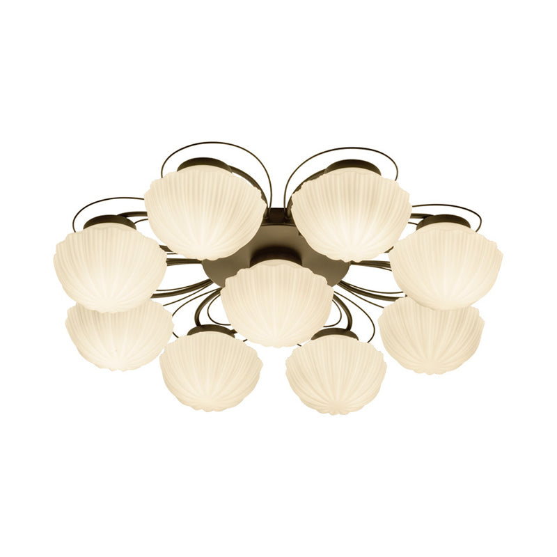 Black 3/4/6 Lights Ceiling Lighting Classic White Glass Bowl Semi Flush Light for Corridor Clearhalo 'Ceiling Lights' 'Close To Ceiling Lights' 'Close to ceiling' 'Flush mount' Lighting' 229368