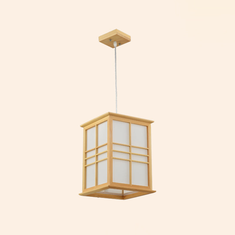 Rectangle Sushi House Pendant Light Wooden 1-Light Japanese Style Hanging Lamp in Beige Clearhalo 'Ceiling Lights' 'Modern Pendants' 'Modern' 'Pendant Lights' 'Pendants' Lighting' 2293682