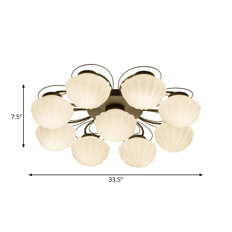 Black 3/4/6 Lights Ceiling Lighting Classic White Glass Bowl Semi Flush Light for Corridor Clearhalo 'Ceiling Lights' 'Close To Ceiling Lights' 'Close to ceiling' 'Flush mount' Lighting' 229369