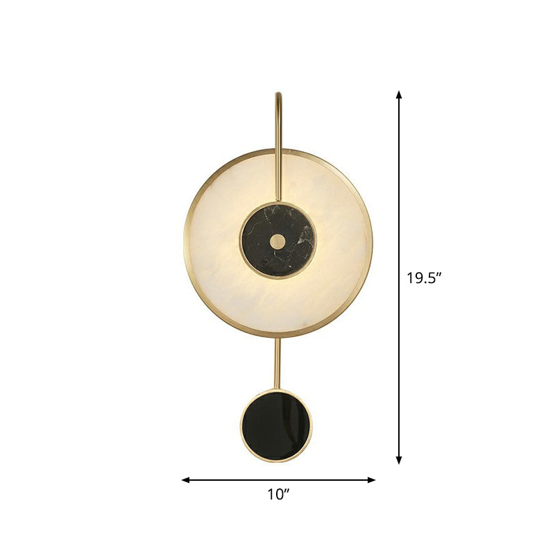 Black Circle Wall Sconce Lighting Designer Marble LED Wall Mount Light for Living Room Black Clearhalo 'Cast Iron' 'Glass' 'Industrial' 'Modern wall lights' 'Modern' 'Tiffany' 'Traditional wall lights' 'Wall Lamps & Sconces' 'Wall Lights' Lighting' 2293717