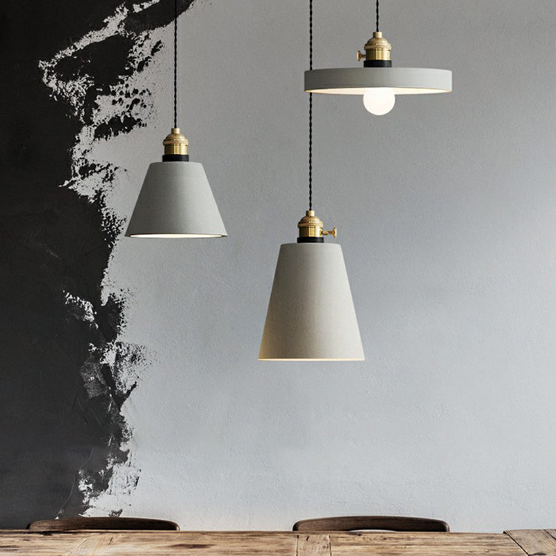 Geometric Dining Room Down Lighting Cement 1-Light Minimalist Pendant Light with Rotary Switch in Grey Clearhalo 'Ceiling Lights' 'Modern Pendants' 'Modern' 'Pendant Lights' 'Pendants' Lighting' 2293756