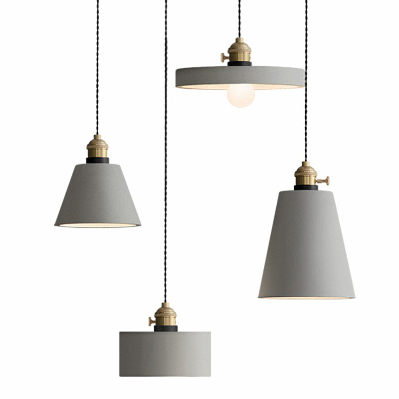 Geometric Dining Room Down Lighting Cement 1-Light Minimalist Pendant Light with Rotary Switch in Grey Clearhalo 'Ceiling Lights' 'Modern Pendants' 'Modern' 'Pendant Lights' 'Pendants' Lighting' 2293759