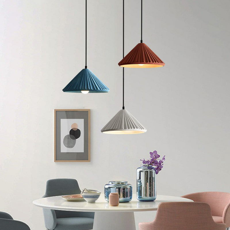 Cement Conical Pendant Ceiling Light Macaron Single Suspension Light Fixture for Living Room Clearhalo 'Ceiling Lights' 'Modern Pendants' 'Modern' 'Pendant Lights' 'Pendants' Lighting' 2293782