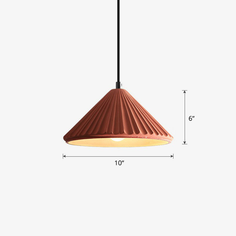 Cement Conical Pendant Ceiling Light Macaron Single Suspension Light Fixture for Living Room Red Clearhalo 'Ceiling Lights' 'Modern Pendants' 'Modern' 'Pendant Lights' 'Pendants' Lighting' 2293784