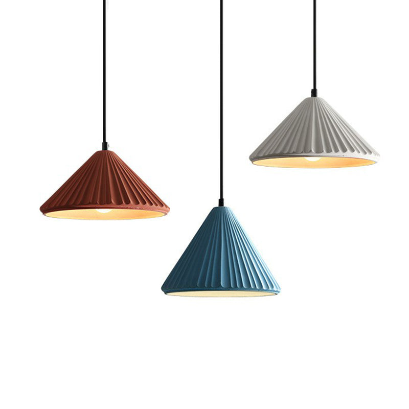 Cement Conical Pendant Ceiling Light Macaron Single Suspension Light Fixture for Living Room Clearhalo 'Ceiling Lights' 'Modern Pendants' 'Modern' 'Pendant Lights' 'Pendants' Lighting' 2293791