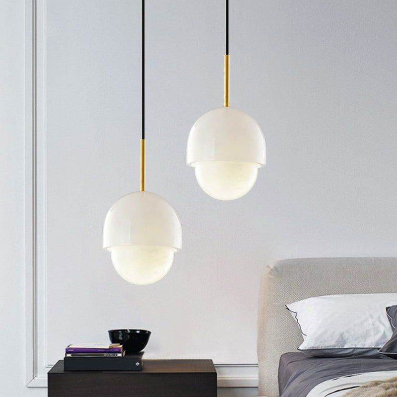 White Small Pendant Lighting Minimalism 1-Light Marble Hanging Light Kit for Bedroom Clearhalo 'Ceiling Lights' 'Modern Pendants' 'Modern' 'Pendant Lights' 'Pendants' Lighting' 2293793