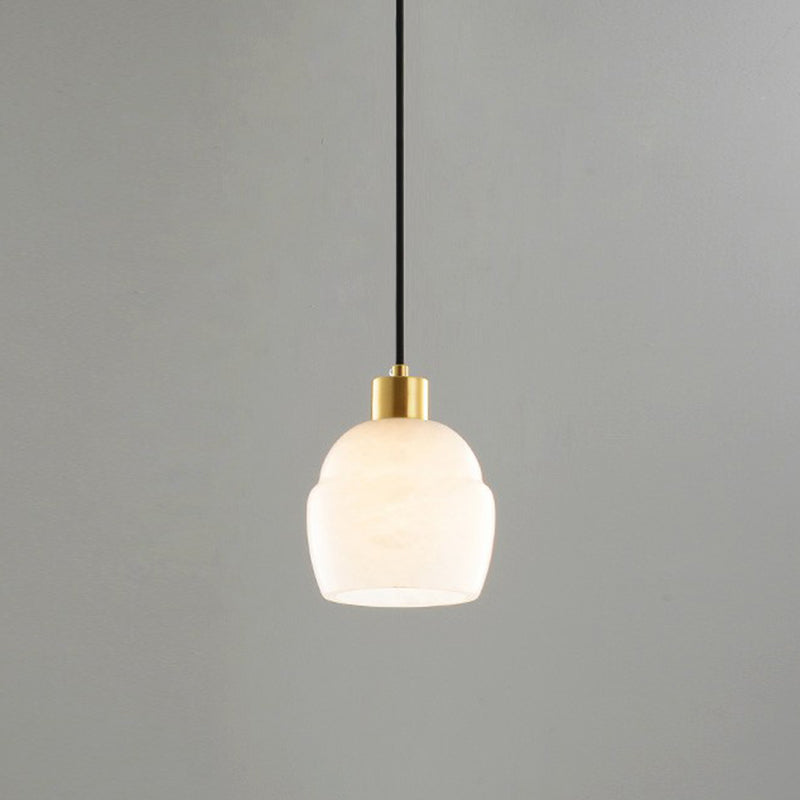 White Small Pendant Lighting Minimalism 1-Light Marble Hanging Light Kit for Bedroom White B Clearhalo 'Ceiling Lights' 'Modern Pendants' 'Modern' 'Pendant Lights' 'Pendants' Lighting' 2293794