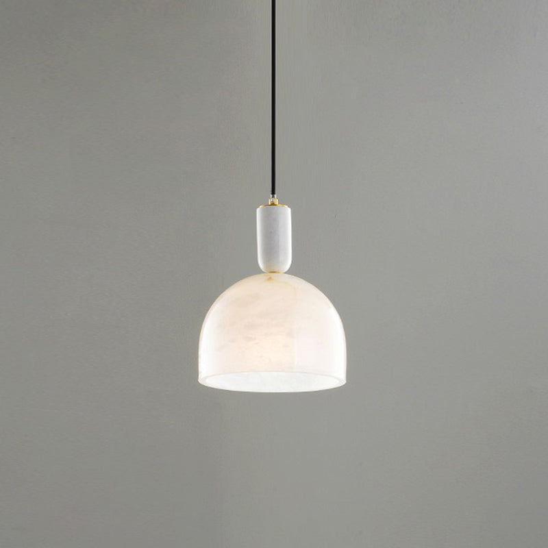 White Small Pendant Lighting Minimalism 1-Light Marble Hanging Light Kit for Bedroom White C Clearhalo 'Ceiling Lights' 'Modern Pendants' 'Modern' 'Pendant Lights' 'Pendants' Lighting' 2293795
