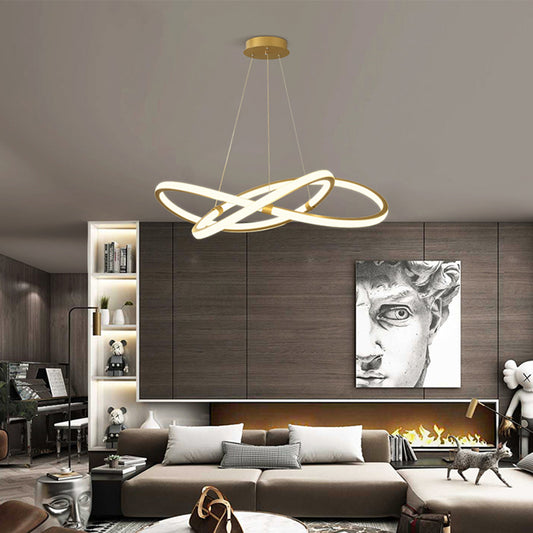Minimalist Twist Shaped LED Pendant Lamp Aluminum Living Room Chandelier Lighting Fixture Clearhalo 'Ceiling Lights' 'Chandeliers' 'Modern Chandeliers' 'Modern' Lighting' 2293913