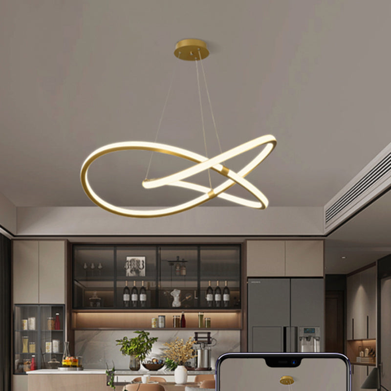 Minimalist Twist Shaped LED Pendant Lamp Aluminum Living Room Chandelier Lighting Fixture Clearhalo 'Ceiling Lights' 'Chandeliers' 'Modern Chandeliers' 'Modern' Lighting' 2293918