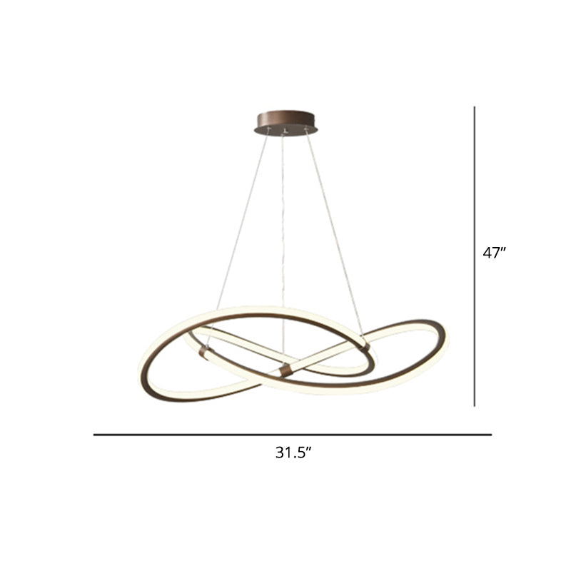 Minimalist Twist Shaped LED Pendant Lamp Aluminum Living Room Chandelier Lighting Fixture Brown 31.5" Clearhalo 'Ceiling Lights' 'Chandeliers' 'Modern Chandeliers' 'Modern' Lighting' 2293921