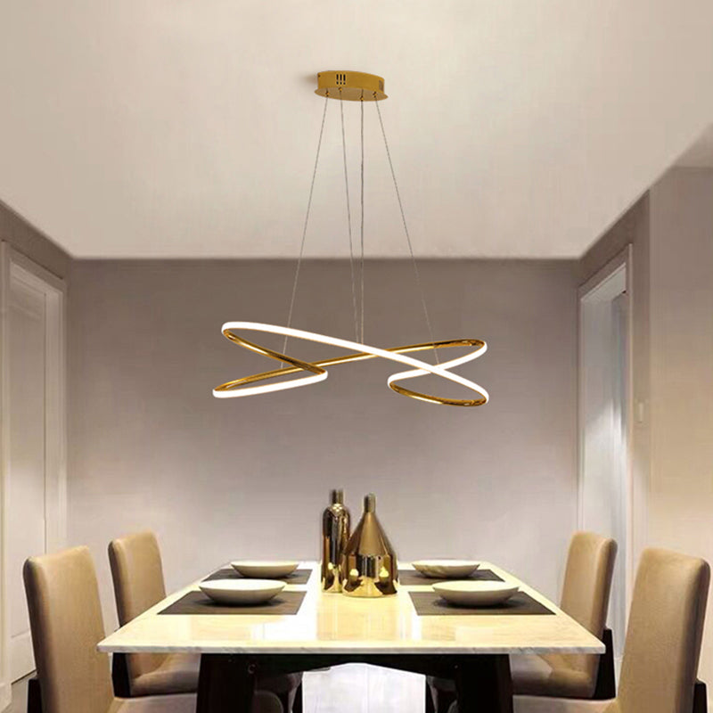Aluminum Twist Hanging Lamp Artistic LED Chandelier Pendant Light over Dining Table Clearhalo 'Ceiling Lights' 'Chandeliers' 'Modern Chandeliers' 'Modern' Lighting' 2293924