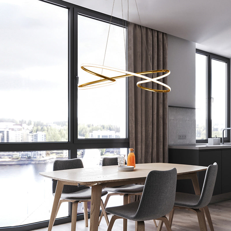 Aluminum Twist Hanging Lamp Artistic LED Chandelier Pendant Light over Dining Table Clearhalo 'Ceiling Lights' 'Chandeliers' 'Modern Chandeliers' 'Modern' Lighting' 2293929