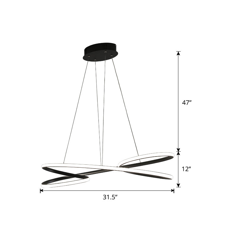 Aluminum Twist Hanging Lamp Artistic LED Chandelier Pendant Light over Dining Table Black 31.5" Clearhalo 'Ceiling Lights' 'Chandeliers' 'Modern Chandeliers' 'Modern' Lighting' 2293934