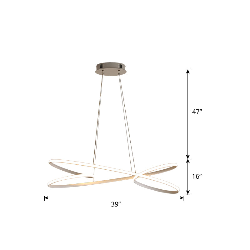 Aluminum Twist Hanging Lamp Artistic LED Chandelier Pendant Light over Dining Table White 39.5" Clearhalo 'Ceiling Lights' 'Chandeliers' 'Modern Chandeliers' 'Modern' Lighting' 2293935