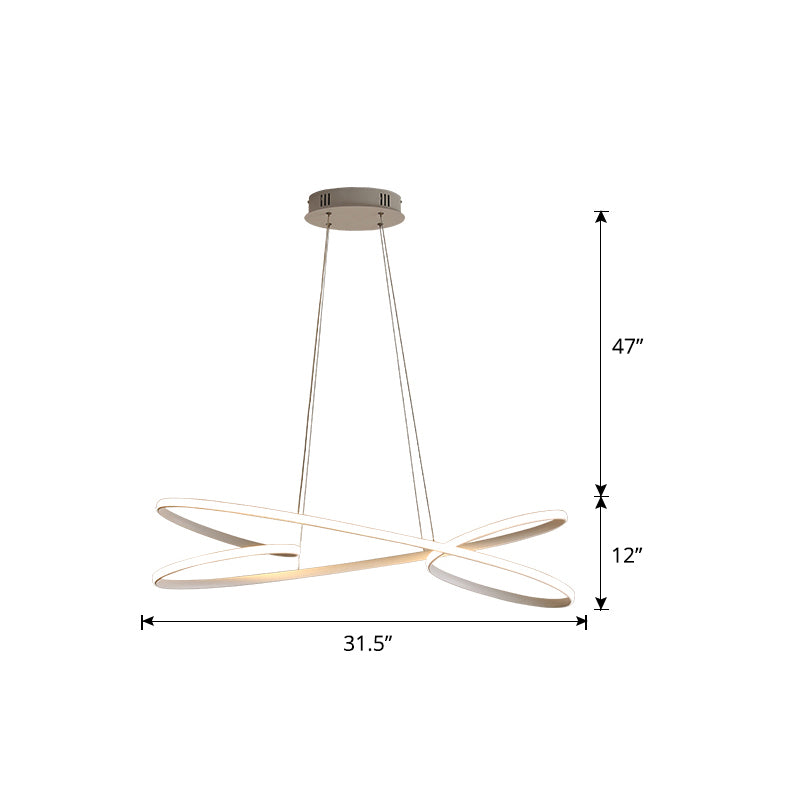 Aluminum Twist Hanging Lamp Artistic LED Chandelier Pendant Light over Dining Table White 31.5" Clearhalo 'Ceiling Lights' 'Chandeliers' 'Modern Chandeliers' 'Modern' Lighting' 2293936
