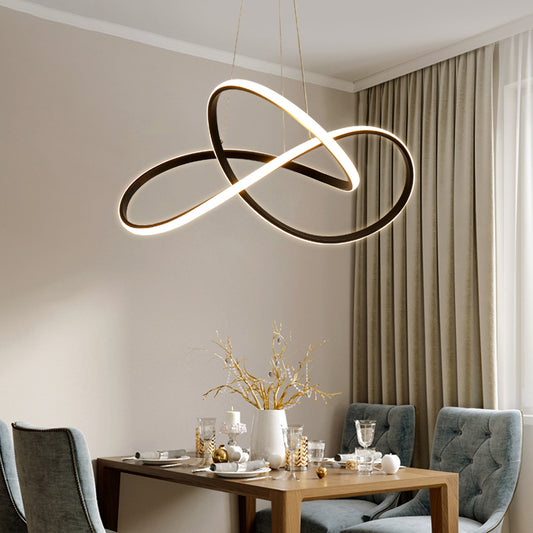 Minimalistic LED Chandelier Light Fixture Black Curve Pendant Lighting with Acrylic Shade Clearhalo 'Ceiling Lights' 'Chandeliers' 'Modern Chandeliers' 'Modern' Lighting' 2293937