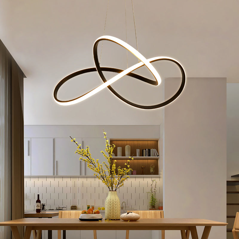 Minimalistic LED Chandelier Light Fixture Black Curve Pendant Lighting with Acrylic Shade Clearhalo 'Ceiling Lights' 'Chandeliers' 'Modern Chandeliers' 'Modern' Lighting' 2293940